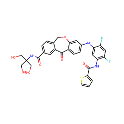 O=C(NC(CO)(CO)CO)c1ccc2c(c1)C(=O)c1ccc(Nc3cc(NC(=O)c4cccs4)c(F)cc3F)cc1OC2 ZINC001772582339