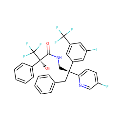 O=C(NC[C@@](Cc1ccccc1)(c1cc(F)cc(C(F)(F)F)c1)c1ccc(F)cn1)[C@@](O)(c1ccccc1)C(F)(F)F ZINC000114404714
