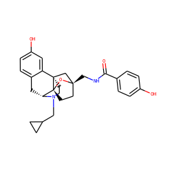 O=C(NC[C@@]12CC[C@@]3(O1)[C@H]1Cc4ccc(O)cc4[C@@]3(CCN1CC1CC1)C2)c1ccc(O)cc1 ZINC000101396399