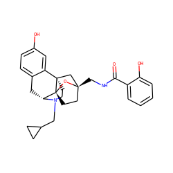 O=C(NC[C@@]12CC[C@@]3(O1)[C@H]1Cc4ccc(O)cc4[C@@]3(CCN1CC1CC1)C2)c1ccccc1O ZINC000101396413