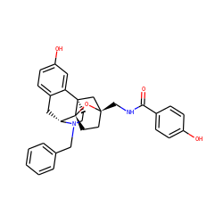 O=C(NC[C@@]12CC[C@@]3(O1)[C@H]1Cc4ccc(O)cc4[C@@]3(CCN1Cc1ccccc1)C2)c1ccc(O)cc1 ZINC000101396465