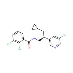 O=C(NC[C@@H](CC1CC1)c1cncc(Cl)c1)c1cccc(Cl)c1Cl ZINC000217363577