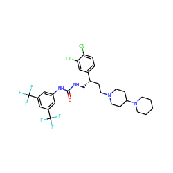 O=C(NC[C@@H](CCN1CCC(N2CCCCC2)CC1)c1ccc(Cl)c(Cl)c1)Nc1cc(C(F)(F)F)cc(C(F)(F)F)c1 ZINC000028117772