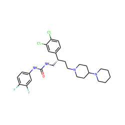 O=C(NC[C@@H](CCN1CCC(N2CCCCC2)CC1)c1ccc(Cl)c(Cl)c1)Nc1ccc(F)c(F)c1 ZINC000028116896