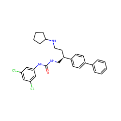O=C(NC[C@@H](CCNC1CCCC1)c1ccc(-c2ccccc2)cc1)Nc1cc(Cl)cc(Cl)c1 ZINC000028118362