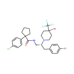 O=C(NC[C@@H](Cc1ccc(Br)cc1)N1CCC(O)(C(F)(F)F)CC1)C1(c2ccc(Cl)cc2)CCCC1 ZINC001772605059