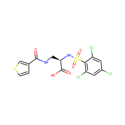 O=C(NC[C@@H](NS(=O)(=O)c1c(Cl)cc(Cl)cc1Cl)C(=O)O)c1ccsc1 ZINC000043120322