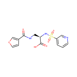 O=C(NC[C@@H](NS(=O)(=O)c1cccnc1)C(=O)O)c1ccoc1 ZINC000043079144