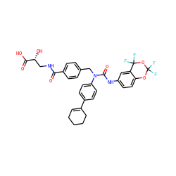 O=C(NC[C@@H](O)C(=O)O)c1ccc(CN(C(=O)Nc2ccc3c(c2)C(F)(F)OC(F)(F)O3)c2ccc(C3=CCCCC3)cc2)cc1 ZINC000003965920