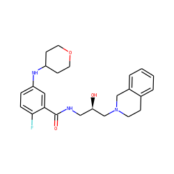 O=C(NC[C@@H](O)CN1CCc2ccccc2C1)c1cc(NC2CCOCC2)ccc1F ZINC000217068775