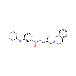 O=C(NC[C@@H](O)CN1CCc2ccccc2C1)c1cccc(NC2CCOCC2)c1 ZINC000217122944