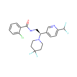 O=C(NC[C@@H](c1ccc(C(F)F)nc1)N1CCC(F)(F)CC1)c1ccccc1Cl ZINC000207649676