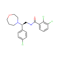 O=C(NC[C@@H](c1ccc(Cl)cc1)N1CCCOCC1)c1cccc(Cl)c1Cl ZINC000207613319