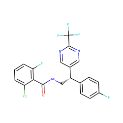 O=C(NC[C@@H](c1ccc(F)cc1)c1cnc(C(F)(F)F)nc1)c1c(F)cccc1Cl ZINC000217379593