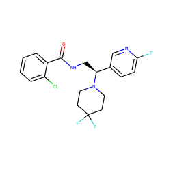 O=C(NC[C@@H](c1ccc(F)nc1)N1CCC(F)(F)CC1)c1ccccc1Cl ZINC000207604493