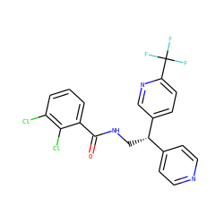 O=C(NC[C@@H](c1ccncc1)c1ccc(C(F)(F)F)nc1)c1cccc(Cl)c1Cl ZINC000217378634