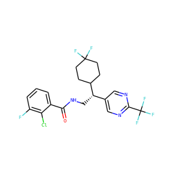 O=C(NC[C@@H](c1cnc(C(F)(F)F)nc1)C1CCC(F)(F)CC1)c1cccc(F)c1Cl ZINC000217380539
