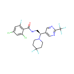 O=C(NC[C@@H](c1cnc(C(F)(F)F)nc1)N1CCC(F)(F)CC1)c1c(F)cc(Cl)cc1Cl ZINC000207667235