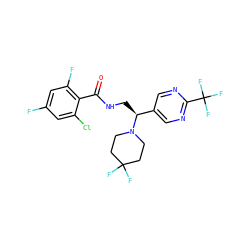 O=C(NC[C@@H](c1cnc(C(F)(F)F)nc1)N1CCC(F)(F)CC1)c1c(F)cc(F)cc1Cl ZINC001772585351
