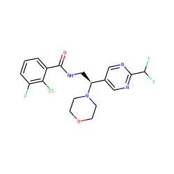 O=C(NC[C@@H](c1cnc(C(F)F)nc1)N1CCOCC1)c1cccc(F)c1Cl ZINC001772600569