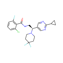 O=C(NC[C@@H](c1cnc(C2CC2)nc1)N1CCC(F)(F)CC1)c1c(F)cccc1Cl ZINC000207676685