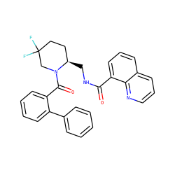 O=C(NC[C@@H]1CCC(F)(F)CN1C(=O)c1ccccc1-c1ccccc1)c1cccc2cccnc12 ZINC000084652872