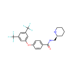 O=C(NC[C@@H]1CCCCN1)c1ccc(Oc2cc(C(F)(F)F)cc(C(F)(F)F)c2)cc1 ZINC000206117835