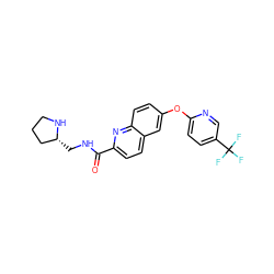 O=C(NC[C@@H]1CCCN1)c1ccc2cc(Oc3ccc(C(F)(F)F)cn3)ccc2n1 ZINC001772622100