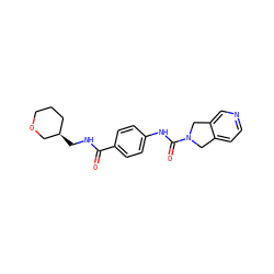 O=C(NC[C@@H]1CCCOC1)c1ccc(NC(=O)N2Cc3ccncc3C2)cc1 ZINC000166660058