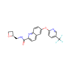 O=C(NC[C@@H]1CCO1)c1ccc2cc(Oc3ccc(C(F)(F)F)cn3)ccc2n1 ZINC001772649040