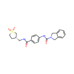 O=C(NC[C@@H]1CCS(=O)(=O)C1)c1ccc(NC(=O)N2Cc3ccccc3C2)cc1 ZINC000167112572