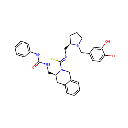 O=C(NC[C@@H]1Cc2ccccc2CN1/C(S)=N/C[C@H]1CCCN1Cc1ccc(O)c(O)c1)Nc1ccccc1 ZINC000029337211