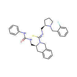 O=C(NC[C@@H]1Cc2ccccc2CN1/C(S)=N/C[C@H]1CCCN1Cc1ccccc1F)Nc1ccccc1 ZINC000013489679