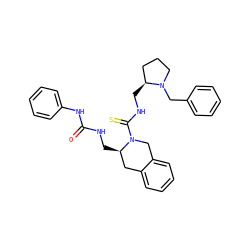 O=C(NC[C@@H]1Cc2ccccc2CN1C(=S)NC[C@H]1CCCN1Cc1ccccc1)Nc1ccccc1 ZINC000013489675
