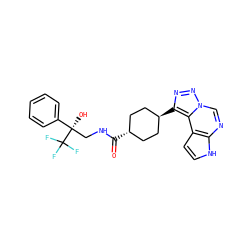 O=C(NC[C@](O)(c1ccccc1)C(F)(F)F)[C@H]1CC[C@H](c2nnn3cnc4[nH]ccc4c23)CC1 ZINC001772609760