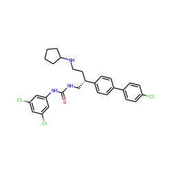 O=C(NC[C@H](CCNC1CCCC1)c1ccc(-c2ccc(Cl)cc2)cc1)Nc1cc(Cl)cc(Cl)c1 ZINC000028117690