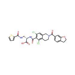 O=C(NC[C@H](NC(=O)c1c(Cl)cc2c(c1Cl)CCN(C(=O)c1ccc3c(c1)OCC3)C2)C(=O)O)c1cccs1 ZINC000058582215