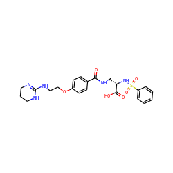 O=C(NC[C@H](NS(=O)(=O)c1ccccc1)C(=O)O)c1ccc(OCCNC2=NCCCN2)cc1 ZINC000003946161