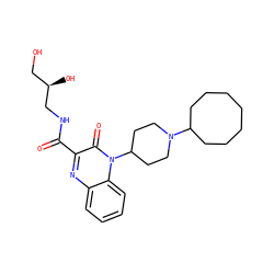 O=C(NC[C@H](O)CO)c1nc2ccccc2n(C2CCN(C3CCCCCCC3)CC2)c1=O ZINC000114764921