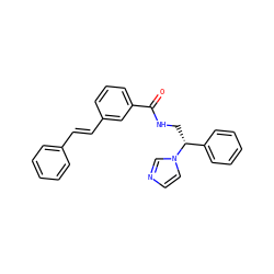 O=C(NC[C@H](c1ccccc1)n1ccnc1)c1cccc(/C=C/c2ccccc2)c1 ZINC001772618639