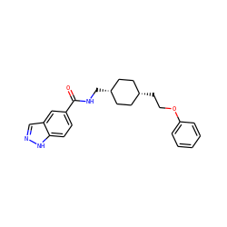 O=C(NC[C@H]1CC[C@@H](CCOc2ccccc2)CC1)c1ccc2[nH]ncc2c1 ZINC000253668335