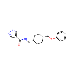 O=C(NC[C@H]1CC[C@@H](COc2ccccc2)CC1)c1cn[nH]c1 ZINC000261165431