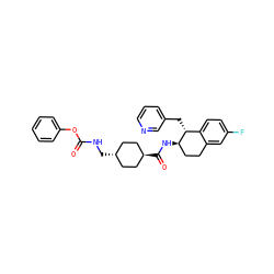 O=C(NC[C@H]1CC[C@H](C(=O)N[C@@H]2CCc3cc(F)ccc3[C@H]2Cc2cccnc2)CC1)Oc1ccccc1 ZINC000253632682