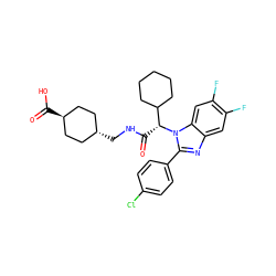 O=C(NC[C@H]1CC[C@H](C(=O)O)CC1)[C@H](C1CCCCC1)n1c(-c2ccc(Cl)cc2)nc2cc(F)c(F)cc21 ZINC000254050987