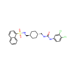 O=C(NC[C@H]1CC[C@H](CNS(=O)(=O)c2cccc3ccccc23)CC1)Nc1ccc(Cl)c(Cl)c1 ZINC000253634232