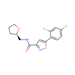 O=C(NC[C@H]1CCCO1)c1cc(-c2ccc(Cl)cc2Cl)on1 ZINC000000815125