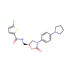 O=C(NC[C@H]1CN(c2ccc(N3CCCC3)cc2)C(=O)O1)c1ccc(Cl)s1 ZINC000034341398