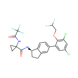 O=C(NC1(C(=O)N[C@@H]2CCc3cc(-c4cc(Cl)cc(Cl)c4OCC(F)F)ccc32)CC1)C(F)(F)F ZINC000169697116