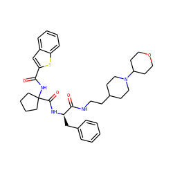 O=C(NC1(C(=O)N[C@H](Cc2ccccc2)C(=O)NCCC2CCN(C3CCOCC3)CC2)CCCC1)c1cc2ccccc2s1 ZINC000028711690