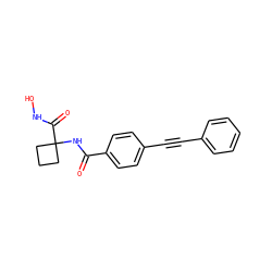 O=C(NC1(C(=O)NO)CCC1)c1ccc(C#Cc2ccccc2)cc1 ZINC000096909802
